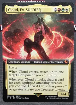 MTG Cloud, Ex-SOLDIER- DAMAGED -FINAL FANTASY Commander Magic Card #168 - Image 1