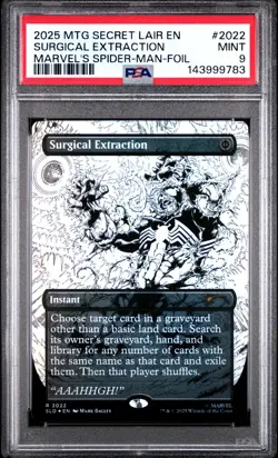 PSA 9 2025 MTG SECRET LAIR 2022 SURGICAL EXTRACTION MARVEL'S SPIDER-MAN FOIL - Image 1