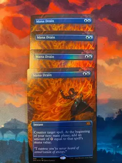 MTG Double Masters 2022 Mana Drain Borderless Foil x 4 - Image 1