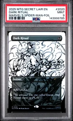 PSA 9 2025 MTG SECRET LAIR DROP 2020 DARK RITUAL MARVEL'S SPIDER-MAN FOIL - Image 1