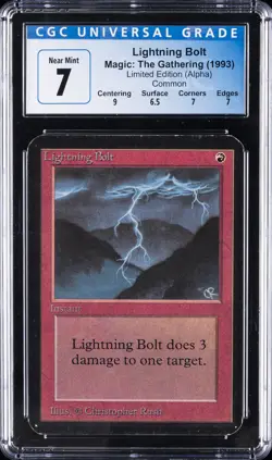 1993 MAGIC: THE GATHERING LIMITED EDITION ALPHA COMMON LIGHTNING BOLT CGC 7 - Image 1