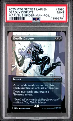 PSA 9 2025 MTG SECRET LAIR DROP 1985 DEADLY DISPUTE MARVEL'S SPIDER-MAN FOIL - Image 1
