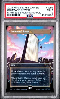 PSA 9 2025 MTG SECRET LAIR DROP 1994 COMMAND TOWER MARVEL'S SPIDER-MAN FOIL - Image 1