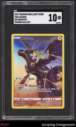 2022 Pokemon Sword & Shield Brilliant Stars Trainers Gallery #TG05 Zekrom SGC 10 - Image 1