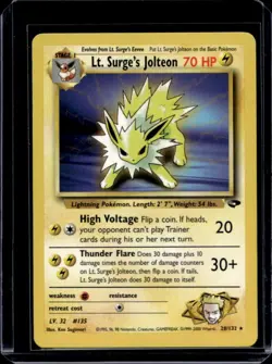 2000 Pokemon Gym Challenge Lt. Surge's Jolteon #28/132 - Image 1
