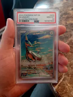 Pokemon TCG Skarmory Illustration Rare 209/191 Surging Sparks Holo PSA 10 - Image 1