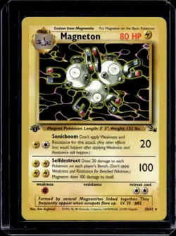 1999 Pokemon Fossil 1st Edition Magneton #26/62 - Image 1