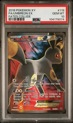 2016 POKEMON XY FATES COLLIDE #119 FULL ART/UMBREON EX PSA 10 - Image 1