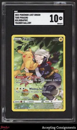 2022 Pokemon TCG Sword & Shield Lost Origin #TG05 Pikachu UR SGC 10 GEM - Image 1