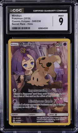 2019 POKEMON COSMIC ECLIPSE SECRET RARE HOLO #245 MIMIKYU CGC 9 - Image 1