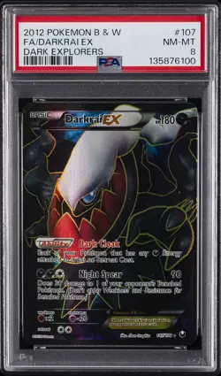 2012 POKEMON BLACK & WHITE DARK EXPLORERS #107 FULL ART/DARKRAI EX PSA 8 - Image 1