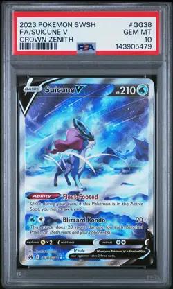 2023 POKEMON SWORD & SHIELD CROWN ZENITH #GG38 FULL ART/SUICUNE V PSA 10 - Image 1