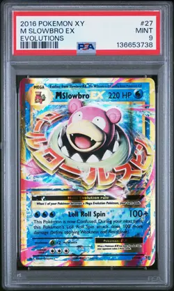 2016 POKEMON XY EVOLUTIONS #27 M SLOWBRO EX PSA 9 - Image 1