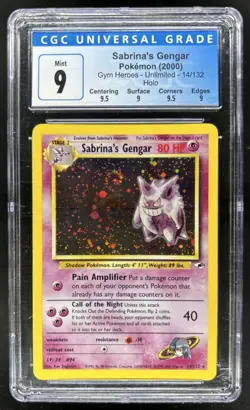 2000 Pokemon Gym Heroes Sabrina's Gengar Holo #14/132 CGC 9 - Image 1