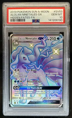 2019 Pokemon SM Hidden Fates Alolan Ninetales GX #SV53/SV94 PSA 10 GEM MINT - Image 1