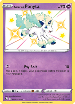Galarian Ponyta SV047/SV122 Shiny Rare Shining Fates Shiny Vault Pokemon NM - Image 1