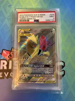2019 Pokemon: MEGA SABLEYE & TYRANITAR GX 225/236 - [Unified Minds] Mint - PSA 9 - Image 1