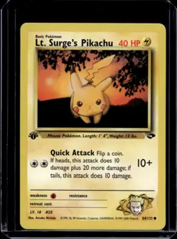 2000 Pokemon Gym Challenge 1st Edition Lt. Surge's Pikachu #84/132 - Image 1