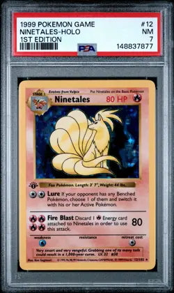 1999 POKEMON BASE SET 1ST EDITION #12 NINETALES-HOLO PSA 7 - Image 1