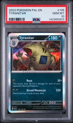 2023 POKEMON PAL EN-PALDEA EVOLVED #135 TYRANITAR PSA 10 - Image 1
