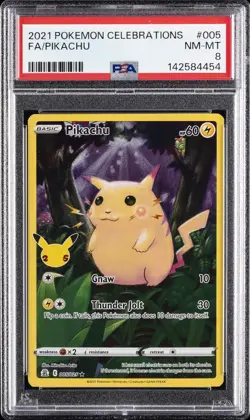 2021 POKEMON CELEBRATIONS #005 FULL ART/PIKACHU PSA 8 - Image 1