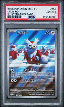 2025 Pokemon Mega Evolution Delibird Illustration Rare PSA 10 Gem Mint - Image 1