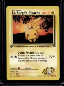 2000 Pokemon Gym Challenge 1st Edition Lt. Surge's Pikachu #84/132 - Image 1