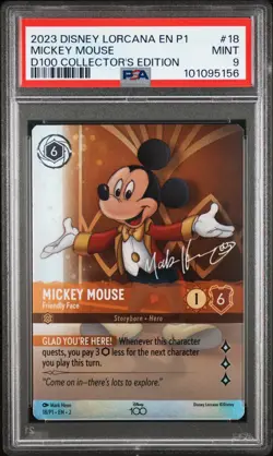 Mickey Mouse PSA 9 MINT 2023 D100 Collector's Edition #18 Disney Lorcana - Image 1