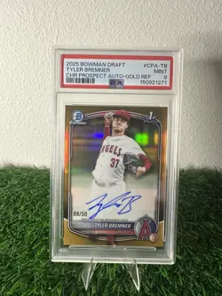 2025 Bowman Chrome Draft Tyler Bremner 1st Gold Auto Refractor 08/50 - Image 1