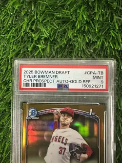 2025 Bowman Chrome Draft Tyler Bremner 1st Gold Auto Refractor 08/50 - Image 4