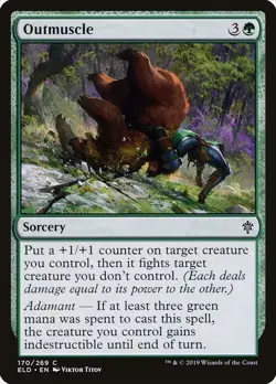 Outmuscle 170 ELD Sorcery Green Adamant Common Fights 2019 Bear MTG Titov EN - Image 1