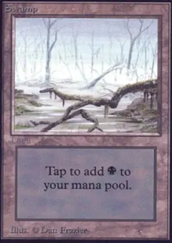 1 x Swamp (Low Branch) - Alpha - Moderate Play - MTG - Image 1