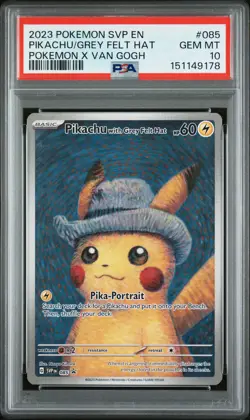 2023 POKEMON SVP EN-SV BLACK STAR PROMO #085 PIKACHU WITH GREY FELT HAT PSA 10 - Image 1