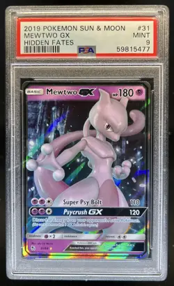 2019 Pokemon SM Hidden Fates Mewtwo GX #31/68 PSA 9 - Image 1
