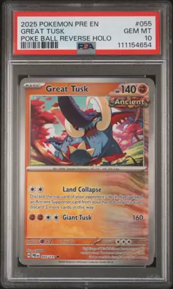 2025 POKEMON PRE EN-PRISMATIC EVOLUTIONS #055 GREAT TUSK PSA 10 - Image 1