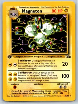Magneton (26) - 1st Edition - Fossil 26/62 Pokemon Card NM - Image 1