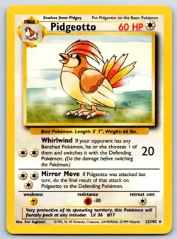 Pidgeotto - Base Set 022/102 Pokemon Card NM - Image 1