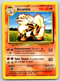 Arcanine - Base Set 023/102 Pokemon Card LP - Image 1
