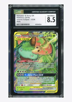 Pokemon CGC 8.5 Venusaur & Snivy GX 2019 1/236 Cosmic Eclipse English - Image 1