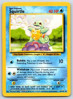 Squirtle - Base Set 063/102 Pokemon Card LP - Image 1