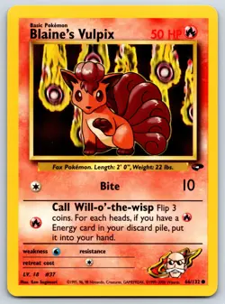 Blaine's Vulpix - Gym Challenge 066/132 Pokemon Card NM - Image 1