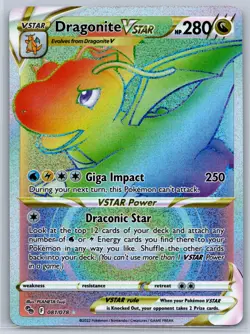 Dragonite VSTAR (Rainow) Pokemon GO 081/078 Secret Rare Pokemon Card NM - Image 1