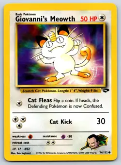 Giovanni's Meowth (74) - Gym Challenge 074/132 Pokemon Card NM - Image 1