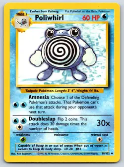 Poliwhirl - Base Set 038/102 Pokemon Card LP - Image 1