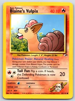 Blaine's Vulpix - Gym Heroes 065/132 Pokemon Card LP - Image 1