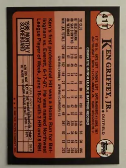1989 Topps Traded - Ken Griffey Jr #41T (RC) - Image 2