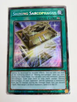 Yugioh Shining Sarcophagus x 3 - 1st Edition Starlight Rare NM - Free Holo - Image 2