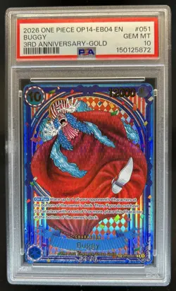 2026 One Piece 3rd Anniversary Buggy Gold #OP09-051 PSA 10 GEM MINT - Image 1