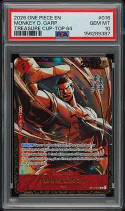 2026 ONE PIECE PROMOS TREASURE CUP-TOP 64 #016 MONKEY D. GARP PSA 10 - Image 1