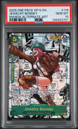 2025 ONE PIECE OP12-118 LEGACY OF THE MASTER MANGA ALT ART JEWELRY BONNEY PSA 10 - Image 1